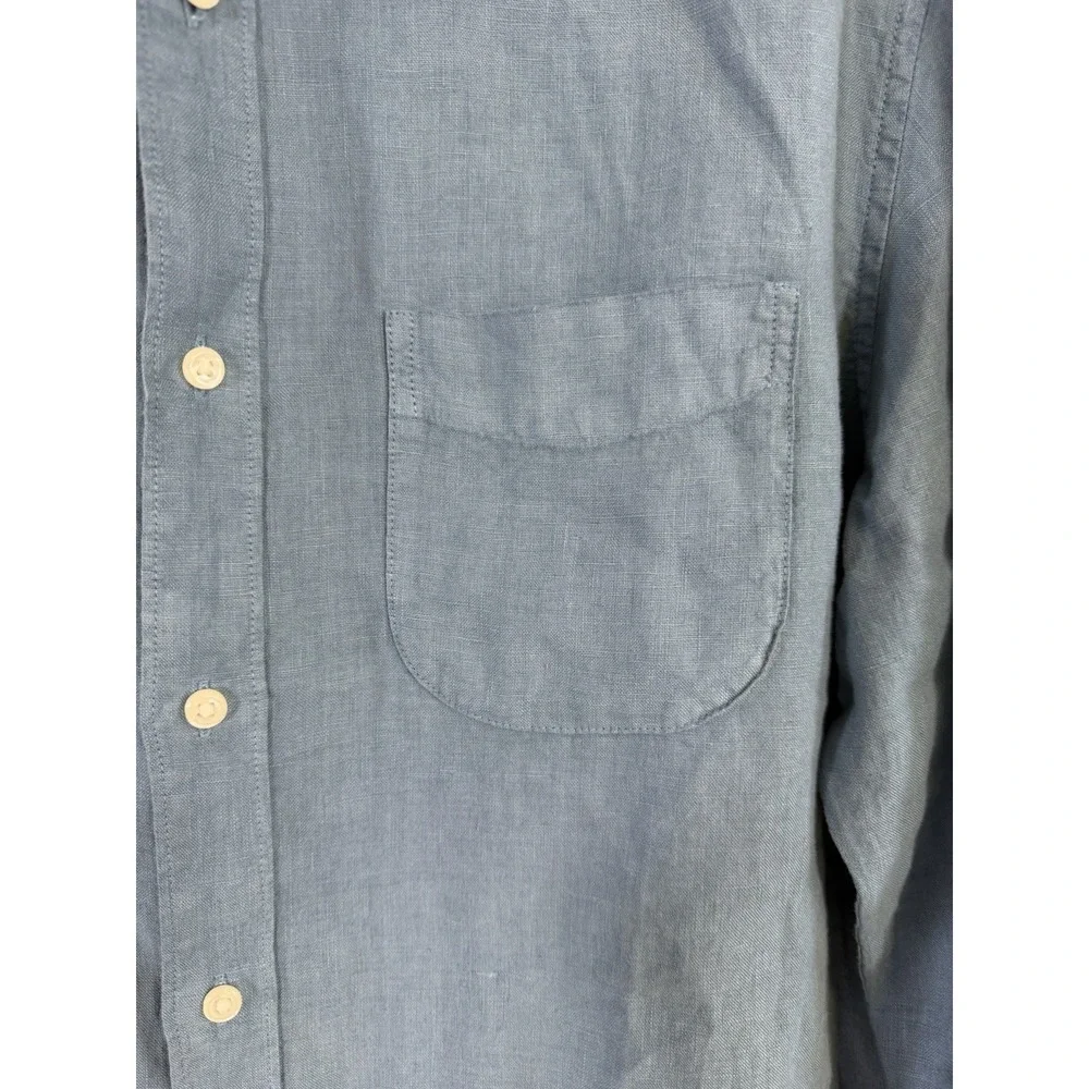 J. Crew 100% Linen Shirt Mens Size M Blue Classic Long Sleeve Button Up Casual